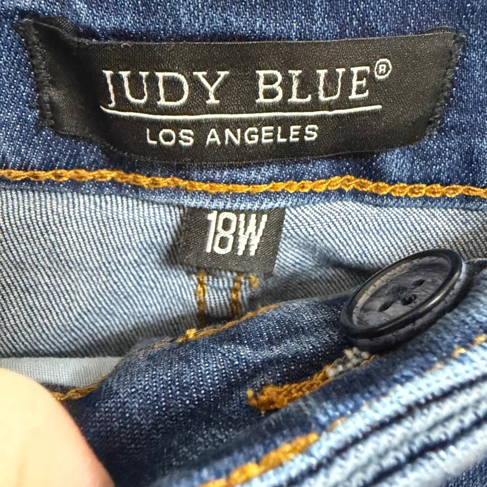Judy Blue Womens Flare Jeans 18W Dark Wash Raw Hem Boho Y2K - Picture 3 of 13